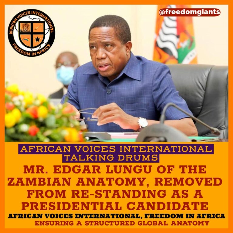 MR. EDGAR LUNGU OF THE ZAMBIAN ANATOMY, REMOVED FROM RE-STANDING AS A PRESIDENTIAL CANDIDATE